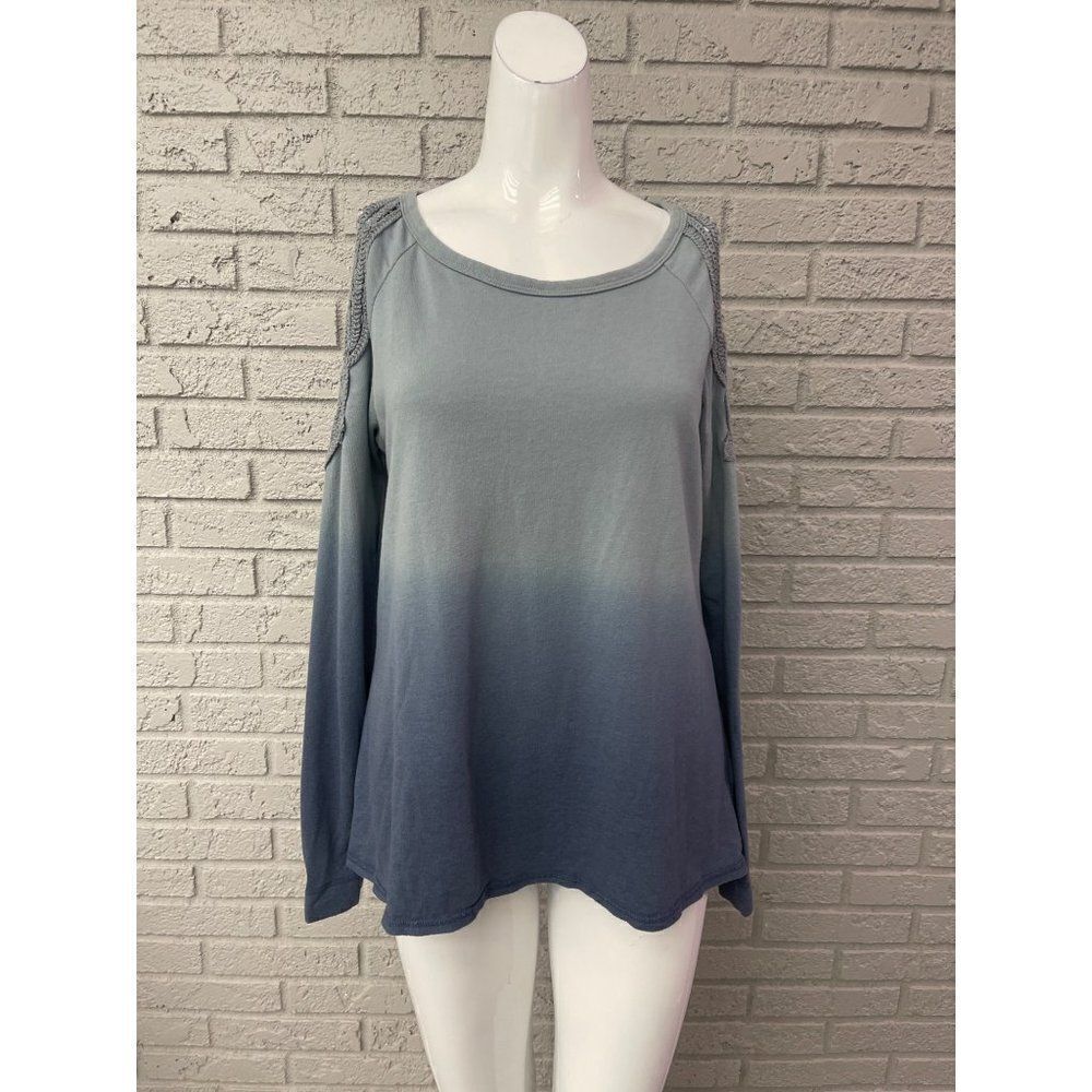 Belush Ombré Crochet Cold Shoulder Top Size S